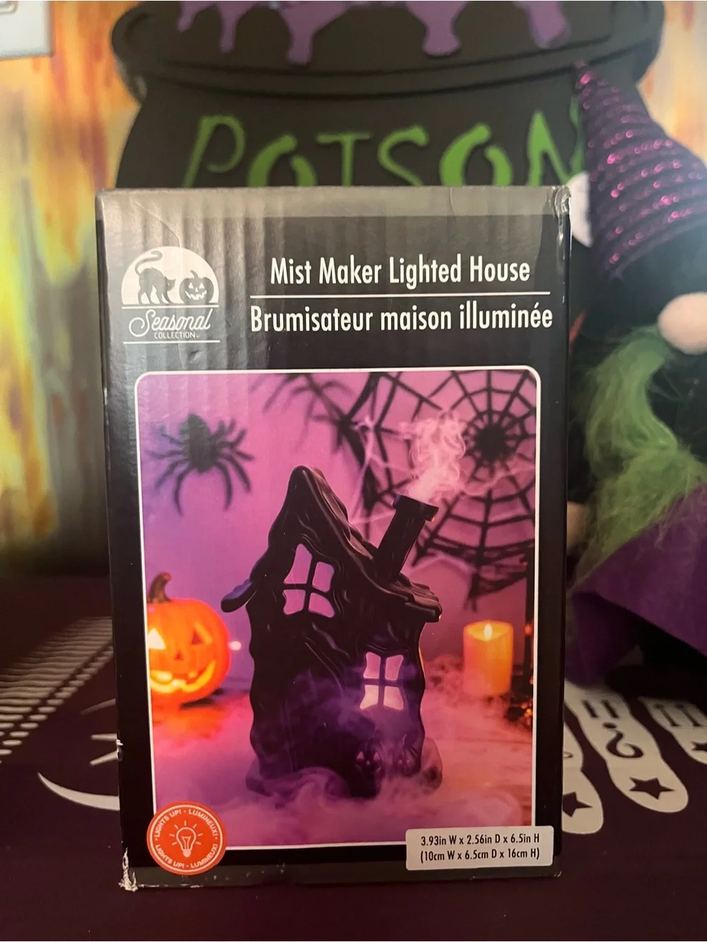 5-Pc Halloween Decor Bundle - Mist Maker Sign Stakes Gnome Jar NWT